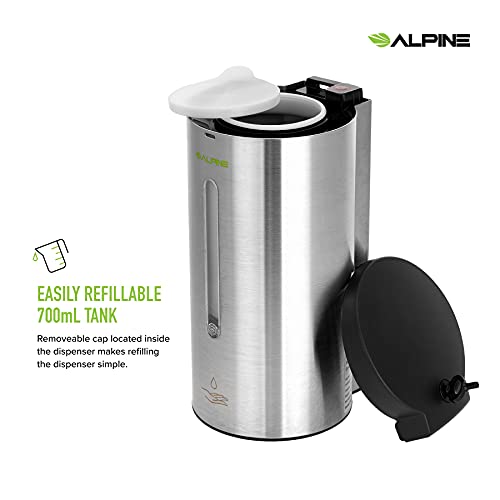 Alpine Automatic Soap Dispenser - Touchless Hand Sanitizer Liquid/Gel Dispenser - for Restaurant, Hospital, School, Hotel, Kitchen, and Bathroom-700mL(Stainless Steel)