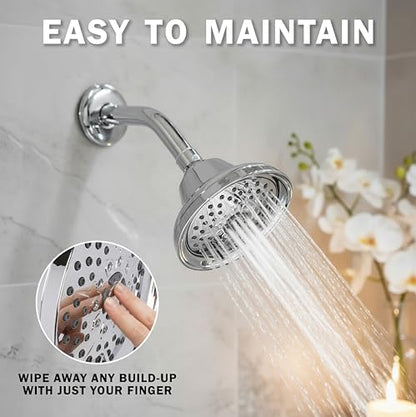 Massage Shower Head With Mist - 1.8 GPM - Polished Chrome | High Pressure Boosting, 6 Function Adjustable Massaging Rainfall Showerhead For Low Flow Baths With Water Saving Nozzles - color: Polished Chrome, size: 1.8 GPM