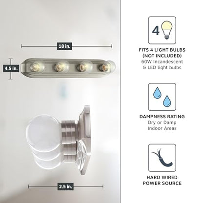 Designers Fountain 3-Lights Melrose Vanity Light Fixture, 18 Inch Wall Mount Sconce for Bathroom, Bedroom or Mirror, Brushed Nickel, 6613-BN - size: 3-Light
