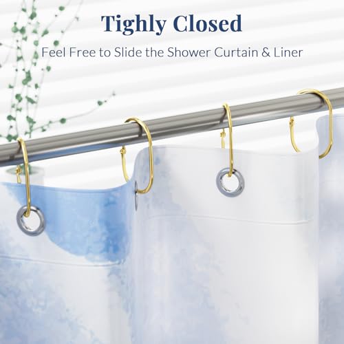 Bathway Shower Curtain Rings Gold Shower Curtain Hooks Anti-Drop Shower Rings for Curtain, Metal Shower Curtain Rings Rust Proof, Shower Hooks for Shower Curtain Rod, 12 Pcs Gold Curtain Rings - color: Gold, style: Modern Oval