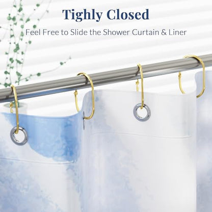 Bathway Shower Curtain Rings Gold Shower Curtain Hooks Anti-Drop Shower Rings for Curtain, Metal Shower Curtain Rings Rust Proof, Shower Hooks for Shower Curtain Rod, 12 Pcs Gold Curtain Rings - color: Gold, style: Modern Oval