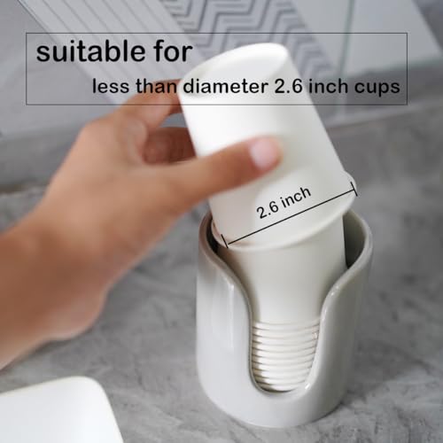 Ceramic Bathroom Cup Dispenser, 3 oz 4 oz Disposable Cups Holder, Small Mouthwash Cup Dispenser (Grey) - color: Grey