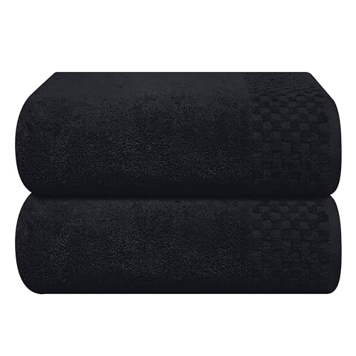 MyOwn Ultra Soft 2 Pack Oversized Bath Towel Set 28x55 inches, Cotton Large Bath Towels, Highly Absorbant Compact Quickdry & Lightweight Towel, Ideal for Gym Travel Camp Pool - Black - color: Black, size: 2 Pack Bath