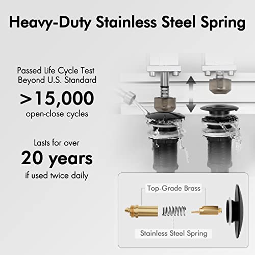 KES Bathroom Sink Drain Without Overflow Vessel Sink Lavatory Vanity Pop Up Drain Stopper Matte Black for 1.6"-1.9" Sink Hole, All Metal Rustproof Brass and 304 Stainless Steel, S2008D-BK - color: Matte Black, style: NO Overflow, 1 Pack