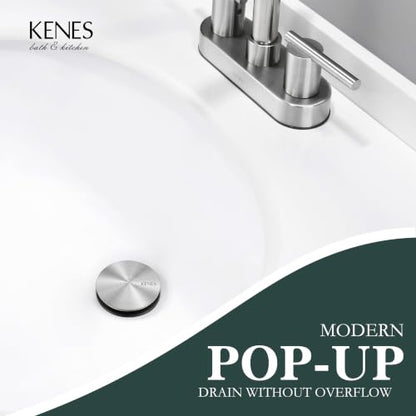 Brushed Nickel Pop Up Bathroom Sink Drain Assembly Without Overflo | Bathroom Vanity Sink Drain Assembly, Built-in Anti-Clogging Strainer, Plastic Pop Up Drain for Bathroom Vanity Vessel Sink - color: Brushed Nickel, size: Big Pop up Cap (Without Overflow