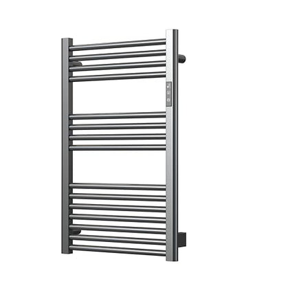 Sole&caldo Grey Carbon Steel Towel Warmer Rack with 15 Heating Strips and LED Temperature Timer Control, Freestanding or Wall Mounted Electric Towel Heater Rack