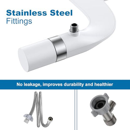 Toilet Bidet Attachment Non-Electric Dual Nozzle – Self-Cleaning Frontal & Rear Wash, Adjustable Water Pressure, Fresh Cold Water Sprayer, Ultra-Slim Easy to Install, Toilet Seat Attachment, Chrome - color: Chrome, style: EB5600