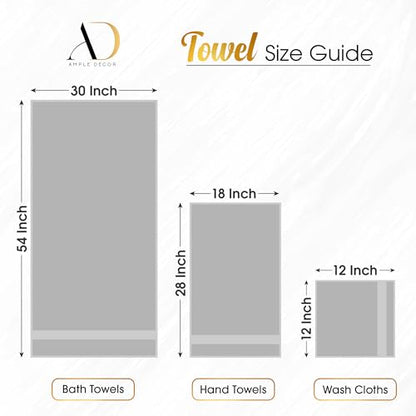 100% Cotton Bathroom Towel Set, 600 GSM, Soft & Absorbent, 6 Piece Set (2 Bath Towels, 2 Hand Towels, 2 Washcloths), Navy Blue - color: Navy, size: Towel Set of 6
