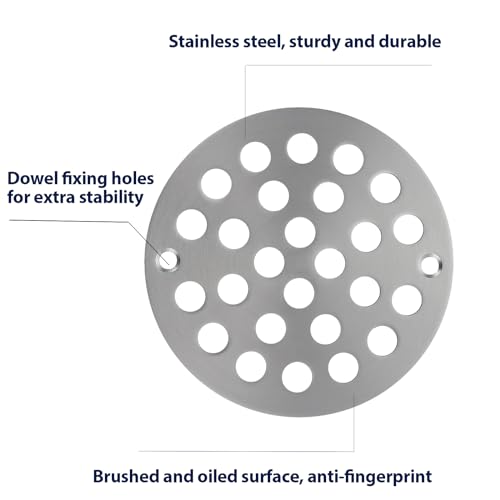 4 Inch Shower Drain Cover,Round Screw-in Floor Drain Cover,Easy-to-Install Replacement Cover Brushed Nickel - color: Brushed Nickel, size: 4 inch