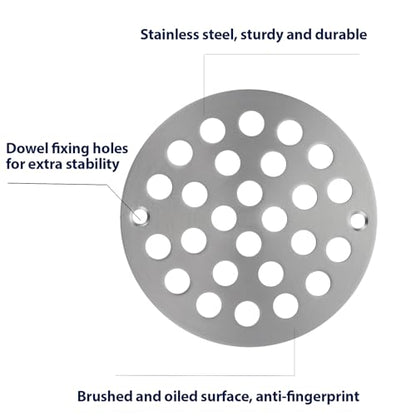 4 Inch Shower Drain Cover,Round Screw-in Floor Drain Cover,Easy-to-Install Replacement Cover Brushed Nickel - color: Brushed Nickel, size: 4 inch