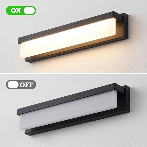 URSOLA LED Bathroom Vanity Light Fixture Over Mirror 24.4 inch Modern Rectangle Black Matte Metal Lighting Bar 4000K Daylight Wall Sconce (Black) - color: Black, size: 24inch