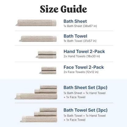 ONSEN Supima® Waffle Bath Sheet, Large, Quick Dry Lint Free 100% USA Cotton, Oversize Lightweight Absorbent Bath Sheet, 38x67 in (Oatmeal, 1x Bath Sheet) - color: Oatmeal, size: Bath Sheet