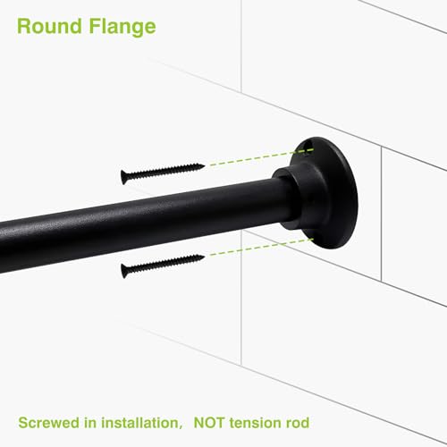 Naiture 304 Stainless Steel 60" Straight Shower Curtain Rod, Black | One-Piece Rod, Cut to Fit, Rustproof, Heavy-Duty Zinc Alloy Flange, Permanent Wall Mount, Mounting Hardware Included - color: Black, size: 60