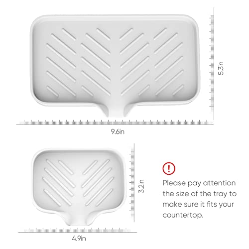 Kitchen Sink Tray,3 Pcs Silicone Sponge Holder for Kitchen Sink Organizer, Kitchen Soap Tray Self Draining Soap Dish for Bathroom - color: White-3 Pcs
