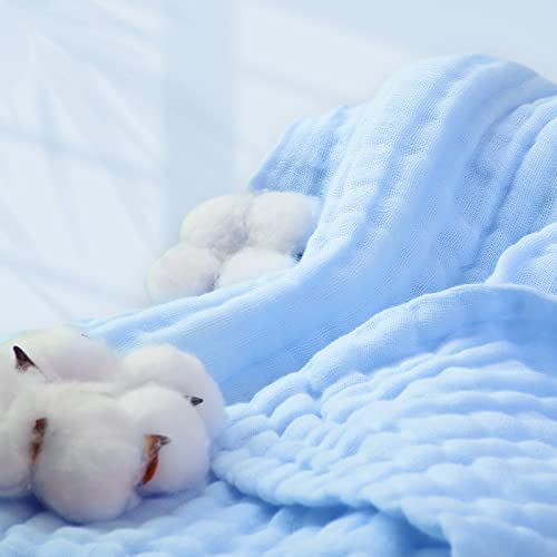 Baby Bath Towels, Super Soft Cotton Receiving Blanket for Baby's Delicate Skin,2Pack Swaddle Blanket for Newborns Toddlers Boy Girl,Baby Registry as Shower (White+Blue) - color: White+blue