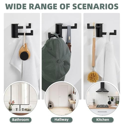 Angle Simple Swivel Towel Hook, Robe Coat Hook for Bathroom, Matte Black | Robust SUS304 Stainless Steel, Foldable 2 Arms, Compact & Functional, Kitchen Closet Hand Towel Holder, Screws Wall Mount - color: Matte Black, size: 1 Pack