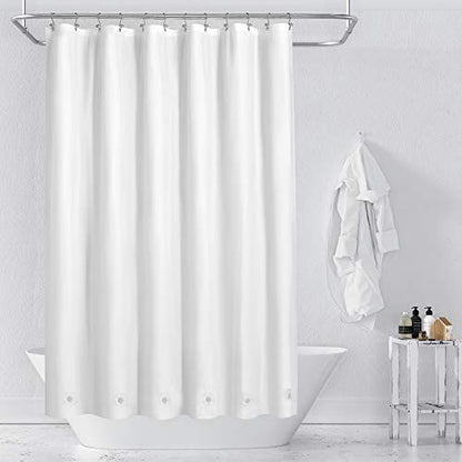 Barossa Design White Shower Curtain Liner with 6 Magnets, 72x72 | 8G Heavy Duty PEVA, 6 Bottom Magnets, Waterproof, Standard Size 72 x 72 for Bath Tub, PVC Free, Metal Grommets - color: 3b. White-heavy, size: 72"W x 72"L (Pack of 1)