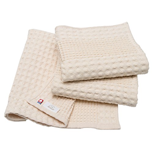 HIORIE Imabari Towel, 3-Piece Hand Towel Set, Japanese Towels, 13.3x31.4in, 100% Cotton, Lightweight, Quick Drying and Compact Towels, Waffle Design Fabric, Honeycomb, Beige - color: Beige, size: Hand Towel