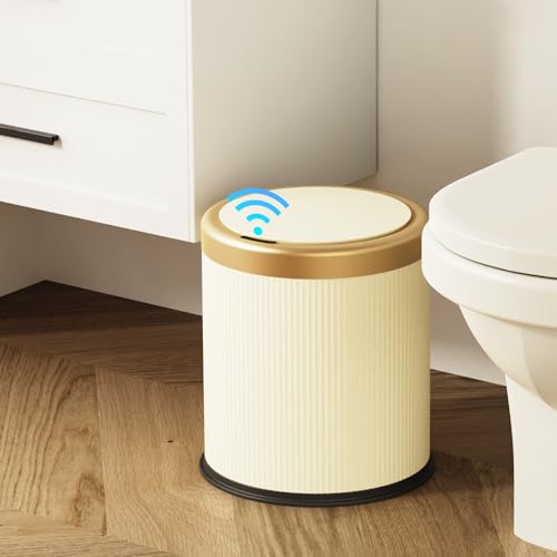 stonespace Motion Sensor Trash Can, 3.7 Gallon, Cream White | Automatic Trash can touchless for Bathroom, Kitchen, Bedroom, Living Room, Office
