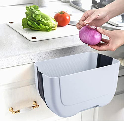 Hanging Folding Mini Trash Can for Kitchen Cabinet Door, Small Collapsible Garbage Bin Under Sink,Wall Mounted Folding Waste Bin- Mini Garbage Container for Cabinet/Bedroom/Bathroom (3L) (Black) - color: Black