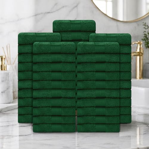 100% Cotton Washcloths 12x12 Inches, 600 GSM, Soft & Absorbent, Durable, Set of 50, Green - color: Green, size: Washcloth Set of 50