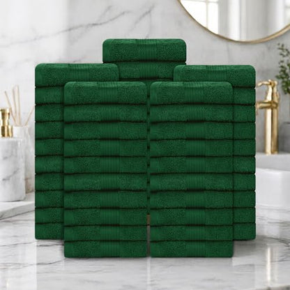 100% Cotton Washcloths 12x12 Inches, 600 GSM, Soft & Absorbent, Durable, Set of 50, Green - color: Green, size: Washcloth Set of 50