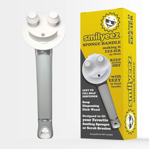 The Original Smiling Handle with Soap Dispensing for Scrub Daddy (Reg. TM) Sponge and Scrub Moji Sponge (White) - color: White