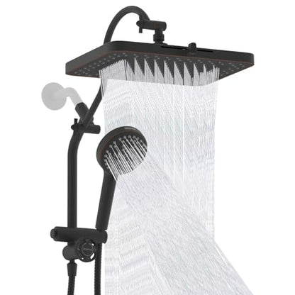 Hibbent cUPC Certified High Pressue 13'' Rainfall Shower Head with 5-Spray | Shower Heads with Handheld 10-Spray Combo, All Metal Easy Reach 4-way Diverter Arm, 71'' Hose & Holder, Oil-Rubbed Bronze - color: Oil Rubbed Bronze, style: Square 13"