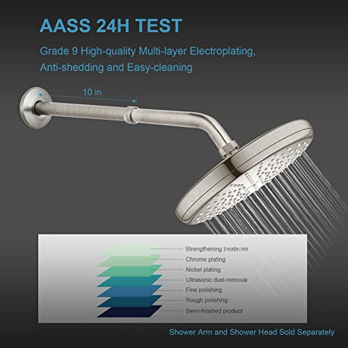 OFFO Shower Head Extension Arm, Brushed Nickel 10 in Shower Arm Extension Shower Head Extender Made of 304 Stainless Steel Shower Pipe Extension - color: Brushed Nickel, style: 10 in