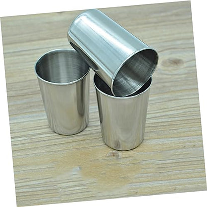 Luxshiny 2pcs Stainless Steel Toothbrush Tumbler Cup Set 180ml Bathroom Rinsing Cups for Home Use Sturdy Silver Water Tumblers for Mouthwash and Beverages