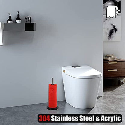 JQK Toilet Paper Storage Stand, 304 Stainless Steel Thicken 0.8mm Tissue Reserve Holder Dispenser for Bathroom, Brushed Steel, TPS180-BN - color: Brushed & Black Base