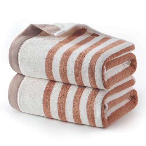 ecolook Soft Bath Towel Set of 2, 27.5x59 inch Microfiber Bath Towels for Body, Absorbent & Lightweight Large Shower Towels for Bathroom,Hotel,Spa-Orange - color: Orange-2p, size: Set of 2