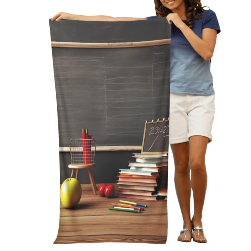 Teacher Classroom Chalkboard Bath Towel Super Absorbent Beach Towels Microfiber Bathroom Towel 32 x 52 Inch - color: Teacher Classroom Chalkboard