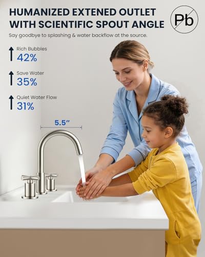gotonovo 3 Hole Bathroom Faucet 8 inch Widespread Sink Vanity Faucet for Bathroom Sink 2 Cross Handle Deck Mount Basin with Pop Up Drain 360° Swivel Spout Brushed Nickel - color: Brushed Nickel