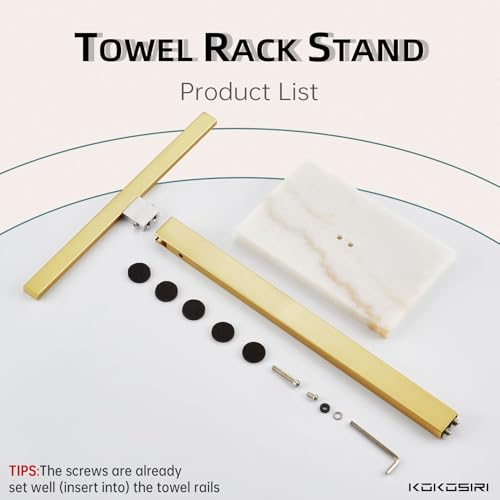KOKOSIRI Hand Towel Holder Stand Towel Rack with Marble Base for Bathroom Kitchen Vanity Countertop, Gold Stainless Steel 15.7'' Height THS0002-SM-BG - color: Brushed Gold, size: 1-Bar