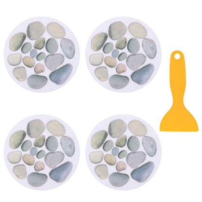 DOITOOL Bathroom Anti Slip Stickers 4 Pack 5.90X5.90 Inch Self-Adhesive Tub Safety Decals with Stone Pattern for Shower Bathtub and Wet Surfaces Prevention