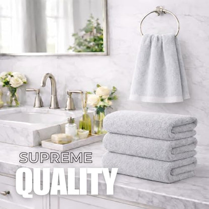 Set of 6 Luxurious Hand Towels for Bathroom, 16x28 inches, 100% Cotton, Ultra-Soft, Absorbent & Durable, 600GSM Bathroom Hand Towel - Ideal for Gym, Bath, Spa Use (Light Gray, 6 Pack) - color: Light Gray