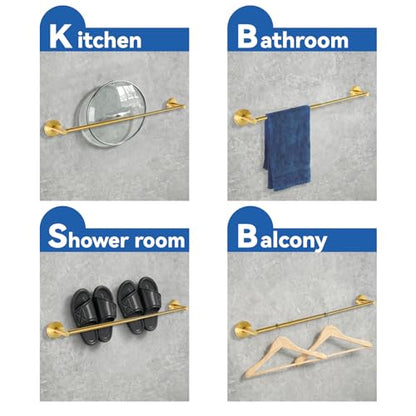 Adjustable Towel Bar, HOMOTEK Economical Bathroom Towel Holder Rod from 12 Inch to 22 Inch Single Towel Racks, Wall Mount Towel Rail, Towel Hanger Hook for Kitchen(1 Pack Gold) - color: Gold, size: 1 Pack