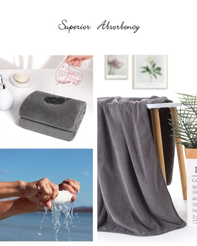 Lumimi Towels 3 Piece Very Soft Microfiber Bath Sheet Towel Set Super Absorbent Light Quick Dry and Durable, 55" L x 27" W, 3 Pack Dark Grey - color: Dark Grey, size: 3 Bath Towels