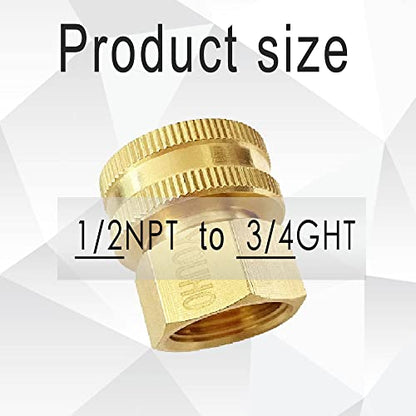 YOUHO Garden Hose Adapter Double Female Brass Swivel Thread Size 1/2 NPT (F) to 3/4 NH (F) Garden Pipe Joint Extension Repair Fitting（1 Pack） - size: 1/2NPT(F) to 3/4 GHT(F)1pcs