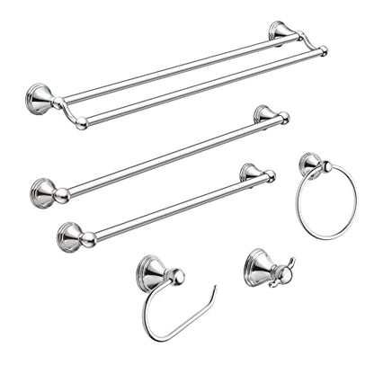 Moen DN8422CH Preston 24-Inch Bathroom Double Bar Towel Bar 5.38-Inches Deep, Chrome