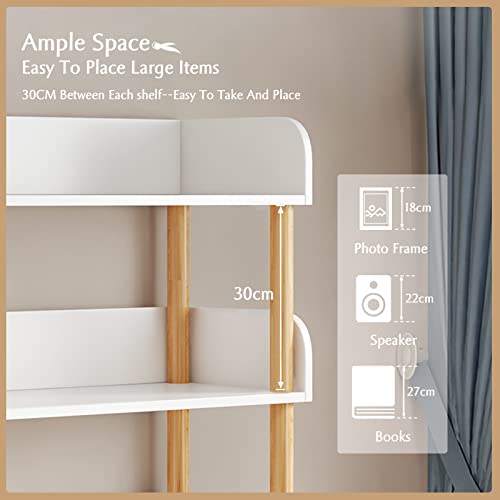 OSCHF 3-Tier Wooden Open Bookcase, Warm White | Modern Display Bookshelf with Top Edge, Solid Wood Frame, Home and Office Storage - color: Warm White, size: 3-tier