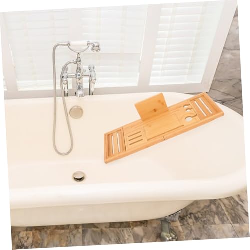 LIFKOME Bathtub Tray Expandable Bath Tub Table Bamboo Storage Rack for Bathroom Accessories
