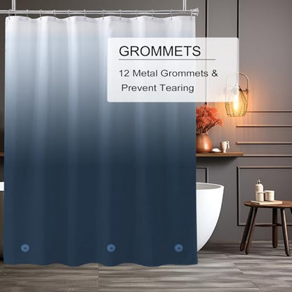 TIKABC Shower Curtain Liner, 4G PEVA Shower Liner, Plastic Waterproof Shower Curtains, with Grommet Holes and 3 Magnetic Weights(Gradient Dark Blue) - color: Gradient Dark Blue