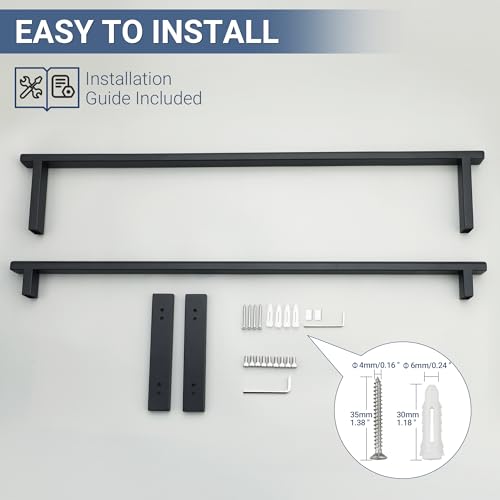 SAYAYO Double Towel Bar for Bathroom, 31.5 Inch Matte Black Bath Towel Rack Towel Holder Wall Mounted, SUS304 Stainless Steel - color: Matte Black, size: 31.5 Inch