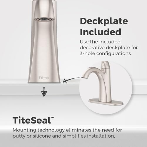 Pfister Willa Single Handle Bathroom Sink Faucet 1 Hole NSF Certified Spot Defense Brushed Nickel Finish with Push & Seal Drain WaterSense Compliant Vanity Faucet LF042MALGS - color: Spot Defense Brushed Nickel, size: 1 Pack