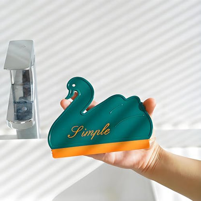 Squeegee Bathroom Glass Door Cleaning Scraper with Hanging Hook, Silicone Mini Kitchen Countertop Squeegee, Water Wiper Scraper for Sink Tiles Cleaning Tools (Swan 2PCS) - color: Swan 2pcs