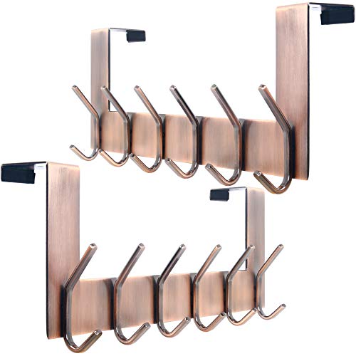 WEBI Over The Door Hooks for Hanging,Door Hanger,Over The Door Towel Rack,Over Door Coat Rack for Hanging Clothes,Towels,Antique Copper,2 Packs - color: Z Copper, size: 2 Pack