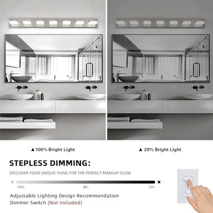 7-Light Bathroom Vanity Light Fixture Over Mirror, Nickel LED Vanity Lighting Fixtures, 45.67 inch Modern Bathroom Wall Light Fixtures with Rotating Lamp Head - size: 7-Light,46Inch