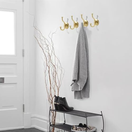 1 Pack 4-1/2 Inch Zinc Alloy Brushed Gold Towel Hooks | Solid Metal | Wall Mount | Robe Hooks | Coat Hooks | For Bathroom, Shower, Bedroom, Entryway | Bathroom Hardware Accessories - color: Brushed Gold